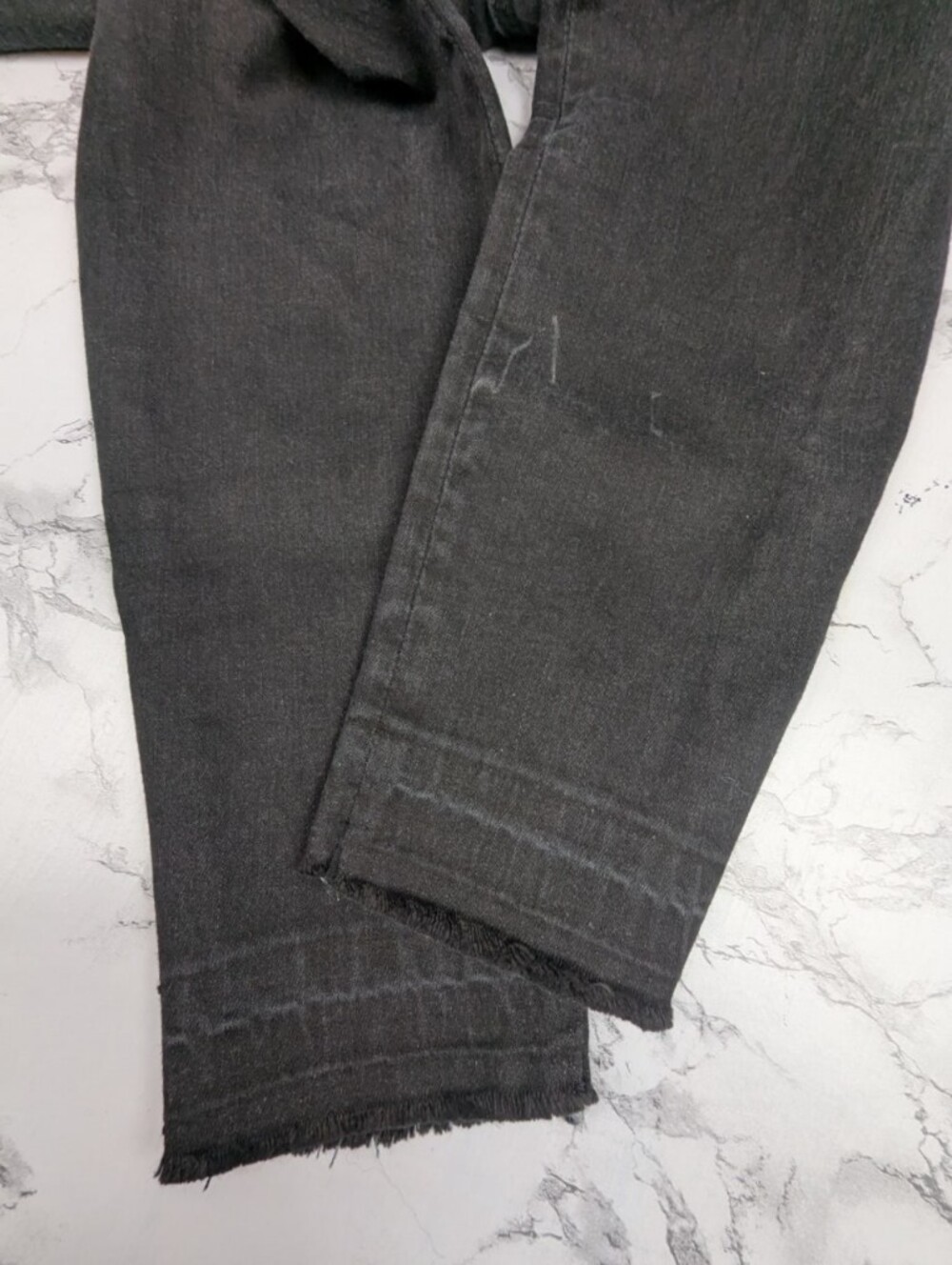 SPANX Distressed Denim Leggings High Rise Black Skinny Jeans Raw Hem Size M - Picture 6 of 13